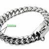 Collier de chien en acier inoxydable argenté avec design à maillons cubains et boucle.