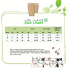 Size chart for a comfortable adjustable cat recovery suit showing measurements for sizes S, M, and L.