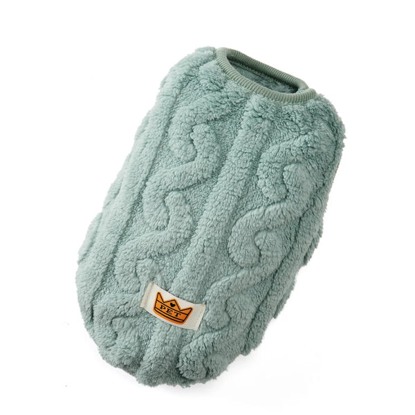 Light blue knitted fleece pullover sweatshirt for small dogs and cats
