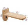 A light wood wall mounted cat climbing shelf featuring a flat bridge design.