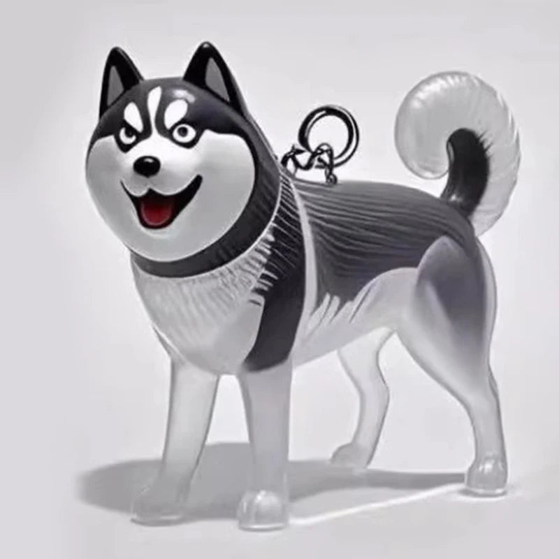 Silber- und schwarzes Welpenhaar-Gedächtniskette mit stilisierter Hundfigur.
