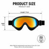 A pair of orange-tinted protective goggles with black frames shown for product size reference.