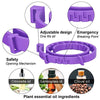 Purple natural pet calming collar featuring an adjustable design and emergency breaking point, made with citronella, lemongra
