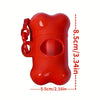 Red bone-shaped pet poop bags dispenser with a handle and a circular opening