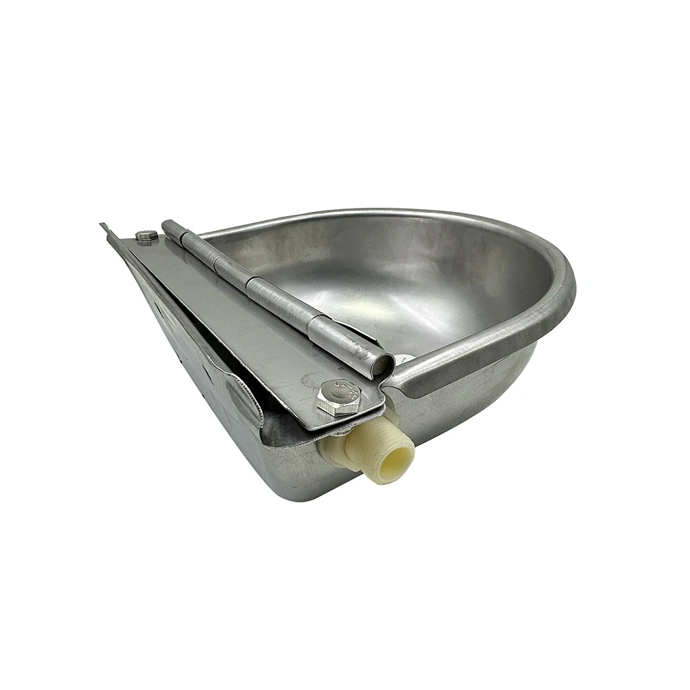 Stainless steel automatic water dispenser bowl for livestock with a tilting mechanism