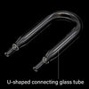 A clear U-shaped connecting glass tube used for an aquarium CO2 diffuser.