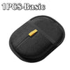 A black reusable electrostatic pet hair remover glove with a yellow accent.