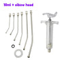 Stainless steel bird feeding syringe with an elbow head and various feeding needles.