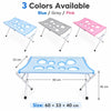 Three color pet grooming hammock for dog and cat restraint available in blue, gray, and pink.