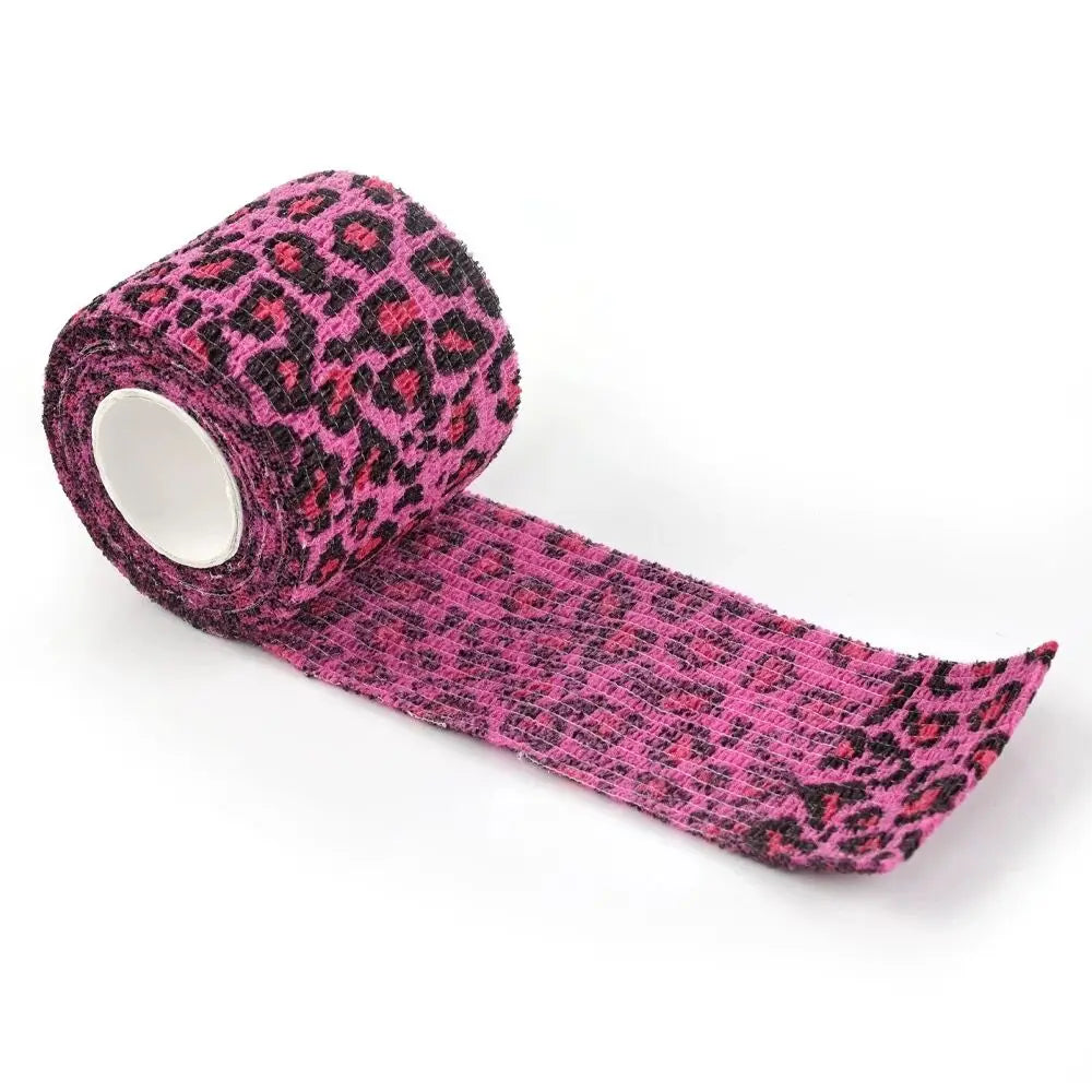 Rollo de vendas autoadhesivas para tatuajes de leopardo rosa y negro para mascotas