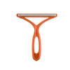 An orange 2-in-1 pet hair remover and fabric shaver tool with a flat shaving plate and a curved handle.