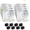 Eight white silicone cat fountain replacement filters with sponges arranged in two rows.