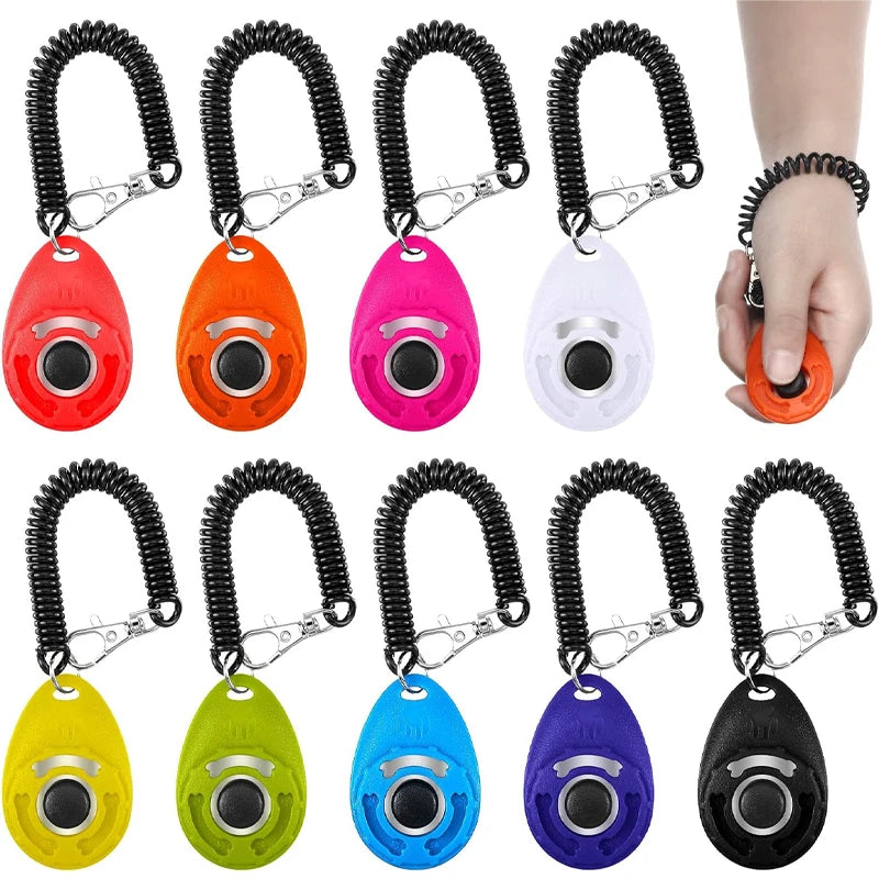 Set anpassbarer Hundetrainer-Klicker in verschiedenen Farben wie rot, orange, pink, weiß, gelb, grün, blau und lila