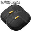 Two black reusable electrostatic pet hair remover gloves with gold accents