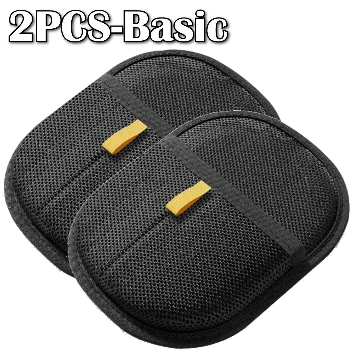Two black reusable electrostatic pet hair remover gloves with gold accents