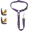 Arnés ajustable morado para mascotas, para perros y gatitos, mostrado con un modelo de perro.