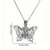Silver butterfly ashes necklace featuring a detailed butterfly charm and chain.