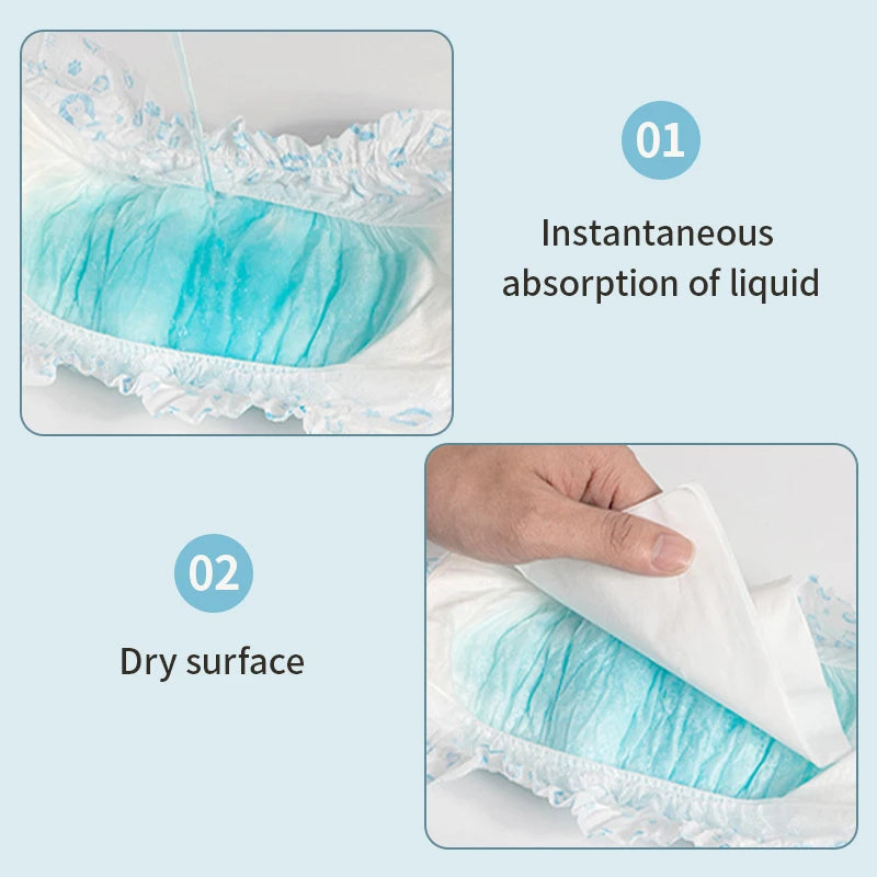 Diagramm, das die Merkmale ultraabsorbierender Einweg-Hundnäpfe zeigt, einschließlich sofortiger Flüssigkeitsaufnahme und Tro