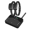 A black dual function dog training collar with a remote trainer and electric fence component.