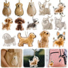 Collection de porte-clés transparents pour stocker les poils d'animaux, avec diverses races de chiens et de pets.