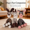 Three adorable plush dog figures in brown and pink colors designed as a fun companion toy