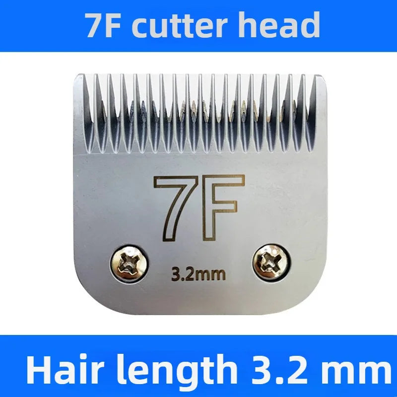 A close-up view of a 7F cutter head with a 3.2 mm hair length setting.