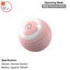 A pink and white spherical automatic rolling cat toy with a switch for operating mode.