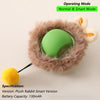A plush rabbit smart version cat toy with a green rolling sphere and fluffy ears is shown in normal operating mode.