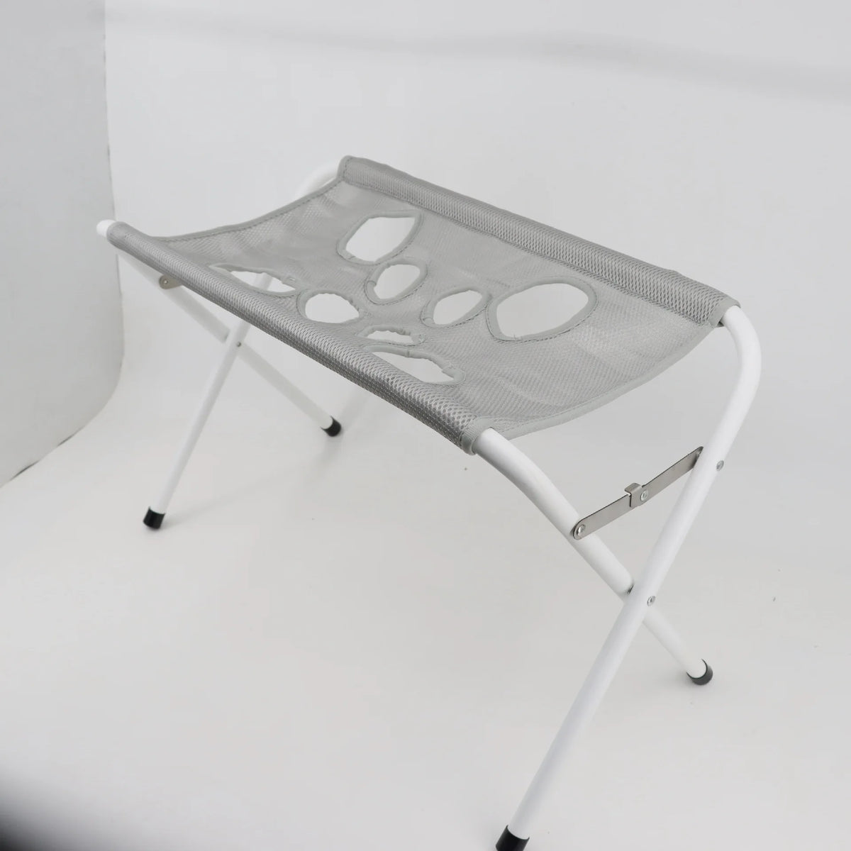 A gray pet grooming hammock designed for restraining dogs and cats, shown against a white background.
