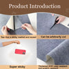 Close-up of a gray self-adhesive mat being cut and used to protect furniture.