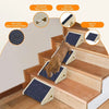 Solid wood pet stairs with non-slip steps featuring anti-slip rubber pads and a bone design for pet climbing.