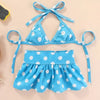 Light blue polka dot summer pet swimsuit for dogs and cats