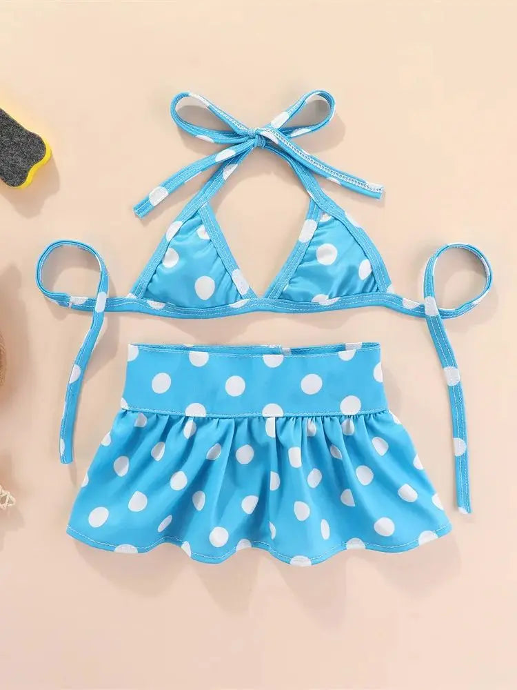 Light blue polka dot summer pet swimsuit for dogs and cats