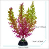 Plante aquatique artificielle vibrante avec des feuilles pourpres-rouges et vert lime dans un pot noir.