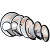A set of clear PVC pet recovery collars for dogs and cats displayed on a white background.