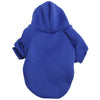 A royal blue knitted hoodie with a hood and long sleeves for a dog.
