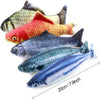 A set of five colorful catnip fish plush toys displayed on a white background.