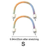 Colorful bird rope perch stand with a curved, braided design.