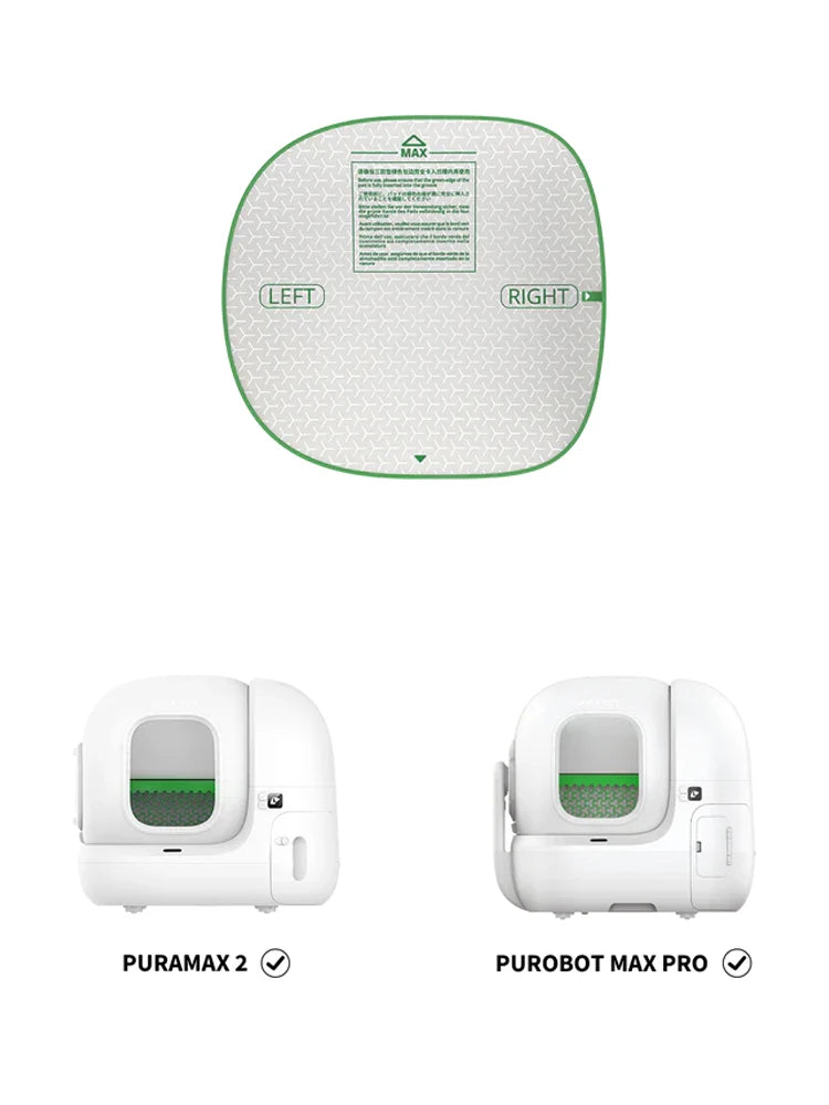Diagram showing the left and right orientation of a replacement litter mat for PETKIT smart cat toilets