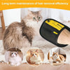 A fluffy tabby cat is shown next to a black reusable pet hair remover glove for long-term maintenance of hair removal efficie