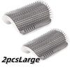 A set of two large gray pet grooming combs and scratchers.