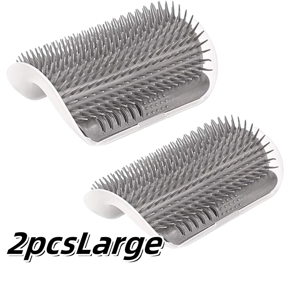 A set of two large gray pet grooming combs and scratchers.