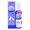 A purple bottle of Oral Spray for dogs and cats with a white pump and a purple label.
