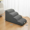 Gray washable non-slip pet stairs designed for climbing onto a bed or sofa.