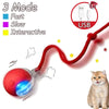A red, flexible toy with a blue light and USB connector is shown next to a cat.