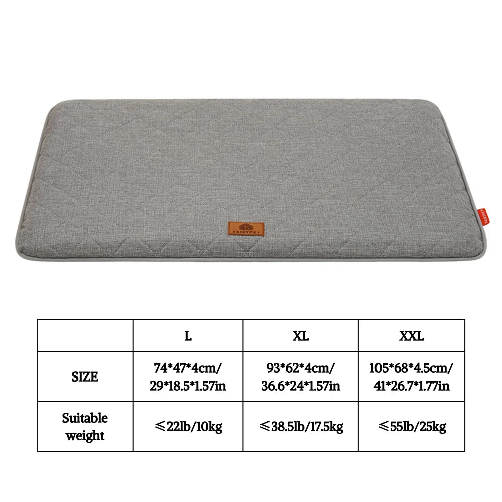 Gray washable dog sleeping mat suitable for crate and kennel use with various size options