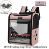 Pink feeding cup tray station stick for a bird travel backpack