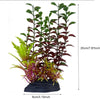 Un arrangement en pot de plantes aquatiques artificielles réalistes avec du feuillage vert et pourpre-rouge.