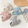 A collection of light-colored pet leash harnesses for dogs and cats featuring cute bear designs in various pastel shades.