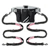 A black and silver hands-free reflective dog leash with storage bag and multiple strap options.
